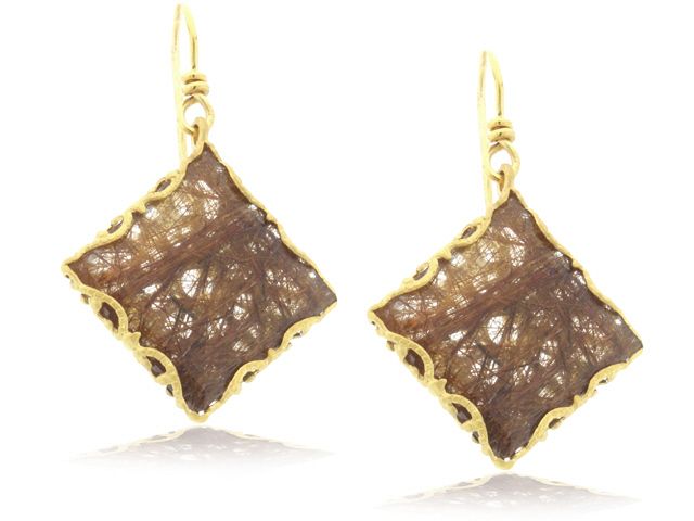 14k y/g Rutilated Quartz Earring