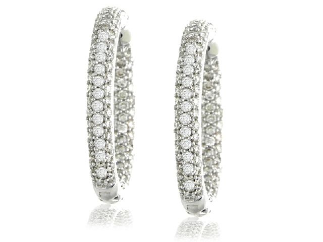 18K W/G DIAMOND HOOPS