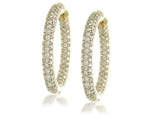 18K Y/G DIAMOND HOOPS