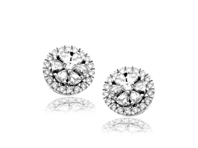 18k w/g Rose cut diamond earring