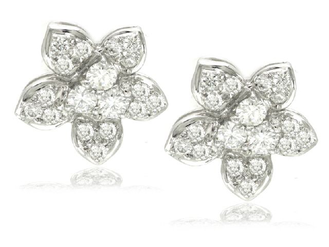18K W/G DIAMOND EARRINGS