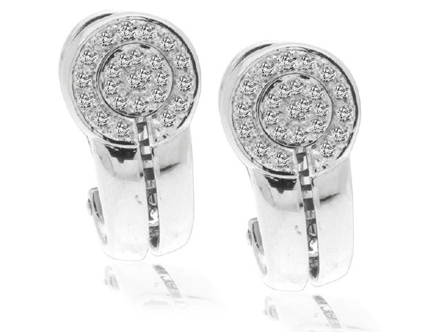 18K W/G DI MODOLO DIAMOND EARRINGS DIA=0.37CTS