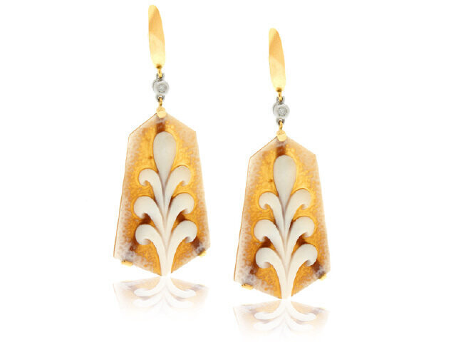 Cameo and Diamond Earrings