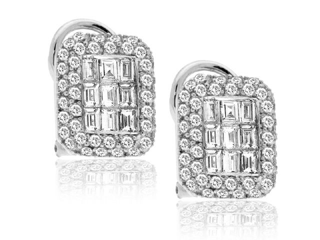18K W/G DIAMOND BAGUETTE EARRINGS
