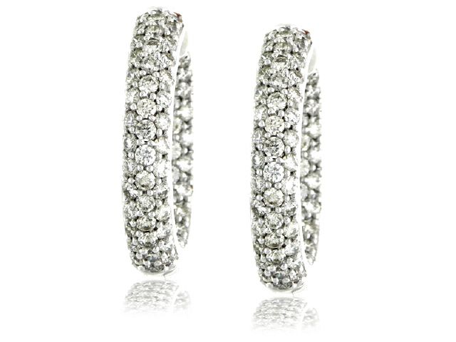 18K W/G DIAMOND HOOP EARRINGS
