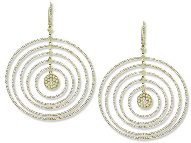 18K Y/G DIAMOND 6 CIRCLE EARRINGS