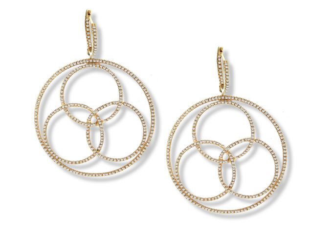 18K R/G OLYMPIC CIRCLE DIAMOND EARRINGS