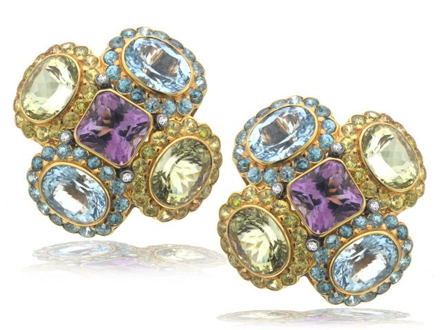 18K Y/G DIAMOND & COLOR STONE BRACELET