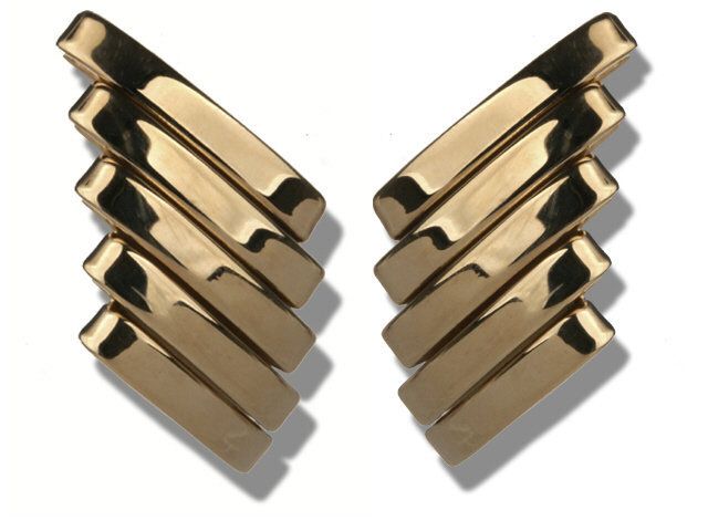 14K YELLOW GOLD  VINTAGE STYLIZED CLIP EARRINGS