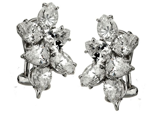 Diamond Cluster Earrings set in Platinum