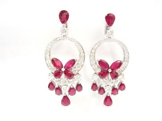 Platinum Ruby and Diamond Graff Earrings with 22.81cts