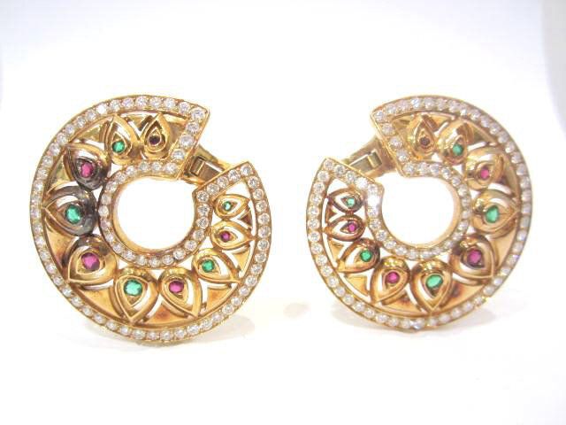 18K Yellow Gold Cartier Ruby, Sapphire, Emerald and Di