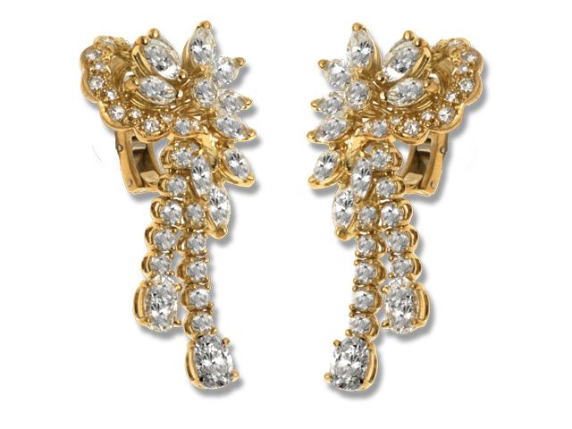 18K Yellow Gold and Diamond Earrings