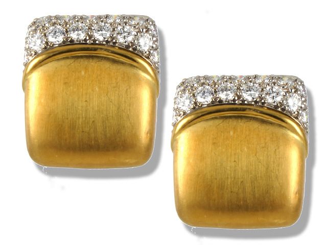 18K Yellow Gold Carvin French Diamond Earrings