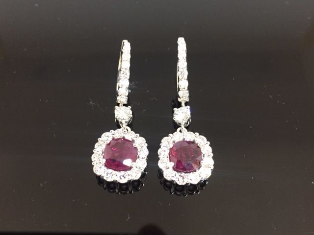 18K White Gold Ruby and Diamond Earrings
