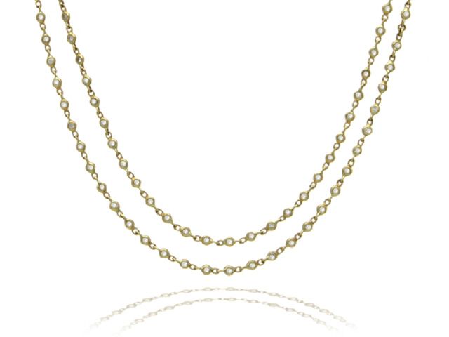 18K YELLOW GOLD DIA.0.70CTS DIA BY THE YRD NECKLACE