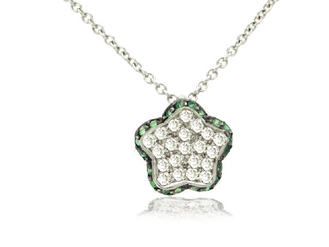 18KW DIAMOND .0.56CT + TSAVORITE ..44CT STAR PENDANT