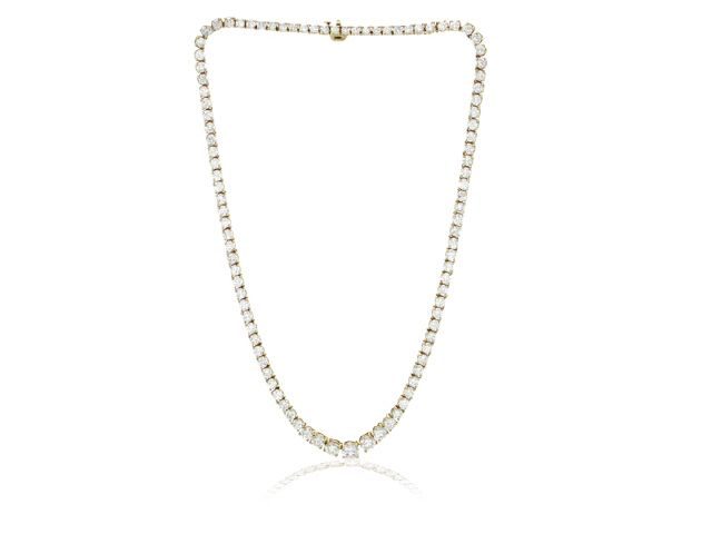 18K YELLOW GOLD DIAMOND TENNIS NECKLACE