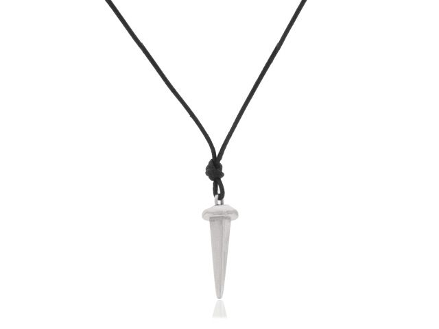 18k w/g nail head & leather necklace