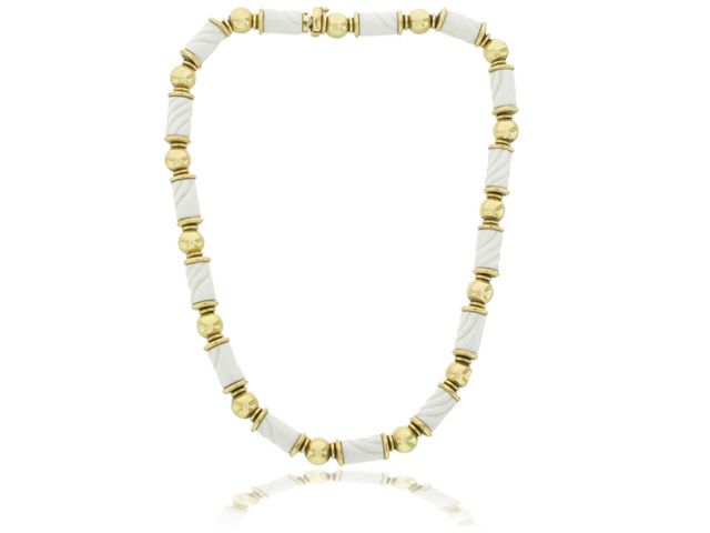 18k y/g Bulgari Neck. w/ White Ceramic