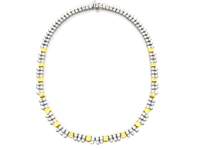 Platinum & 22K Fancy Yellow Diamond Necklace