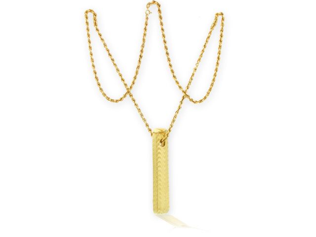 18K y/g Rope Necklace and Pendant