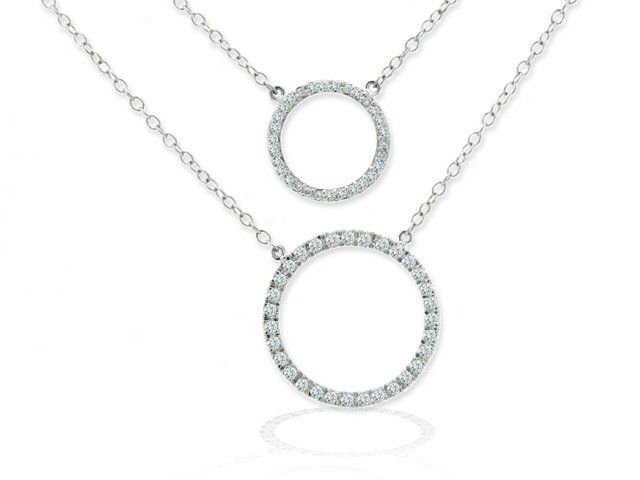 14k White Gold Big circle Diamond Necklace