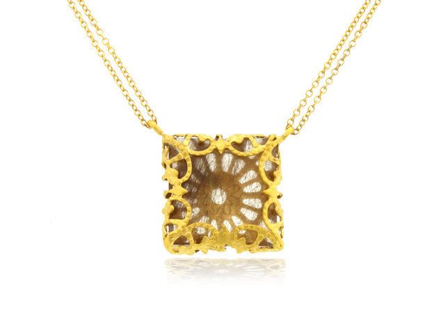 14k yellow gold rutilated quartz