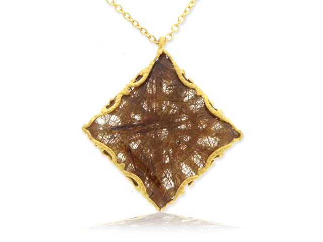 14k y/g rutilated quartz necklace