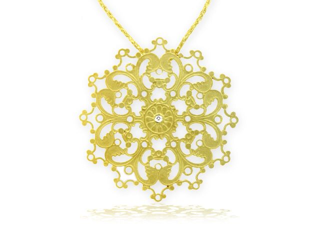 14k Y/G Necklace w/.02ct Dia