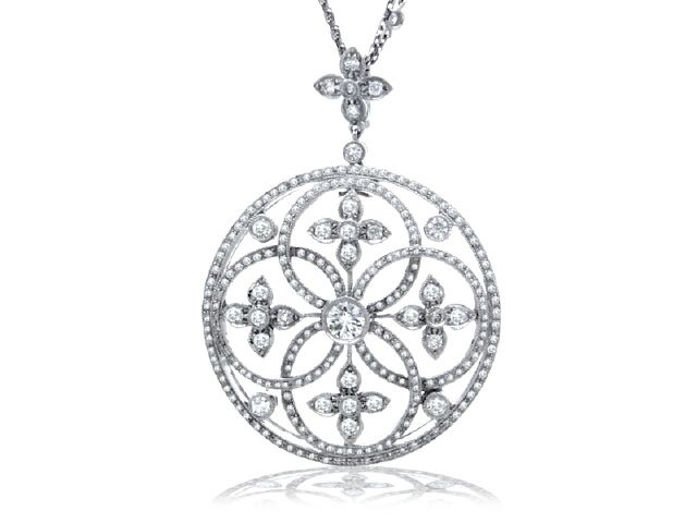 18k w/g diamond medallion pendant