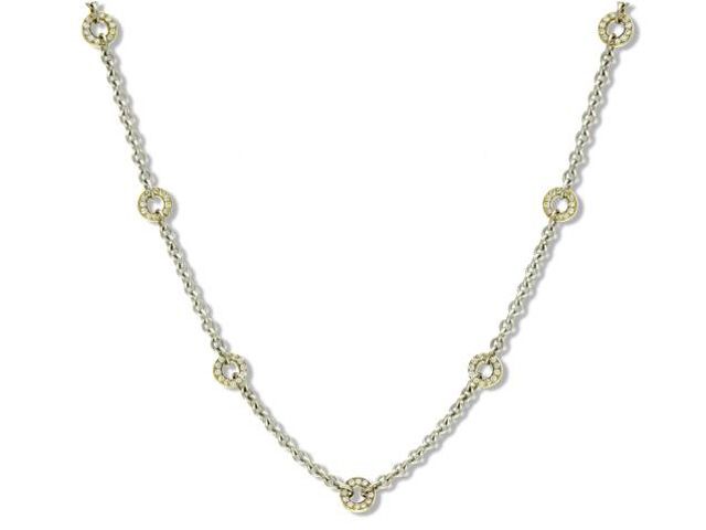 18K W/G NECKLACE W/ 7 DIAMOND CIRCLES 7DIAS=1.68CTS