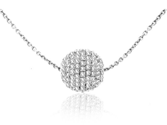 18K W/G DIAMOND BALL PENDANT NECKLACE