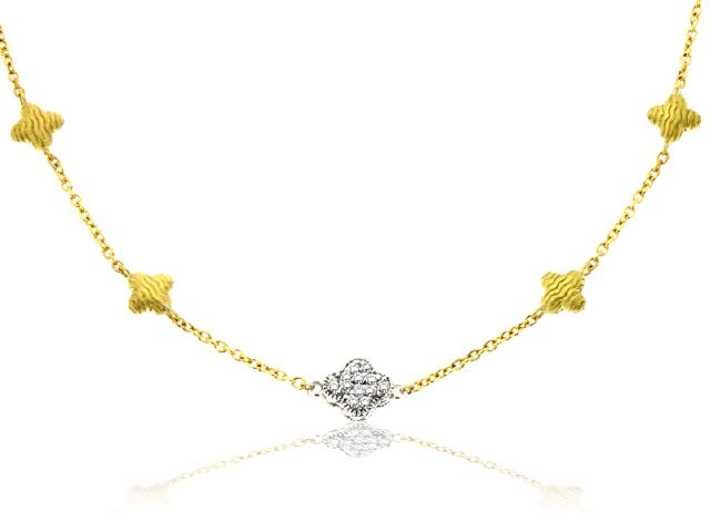 18K Y/G DIAMOND FLORETTE NECKLACE 18" 1 DIA. SECTION