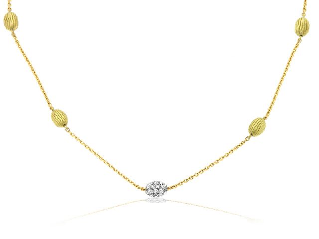 18K Y/G PAVE DIAMOND BEAN NECKLACE