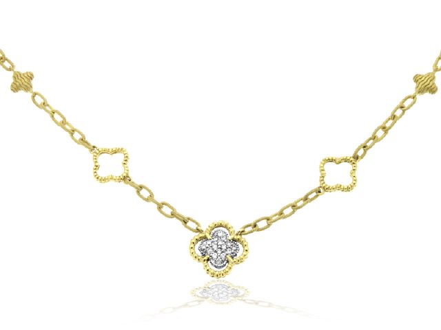 18K Y/G FLORETTE PAVE DIAMOND NECKLACE