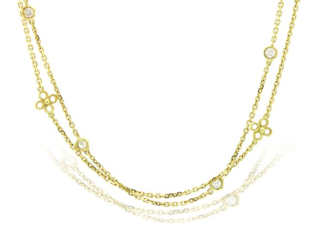 18K Y/G DIAMOND FLOWER NECKLACE