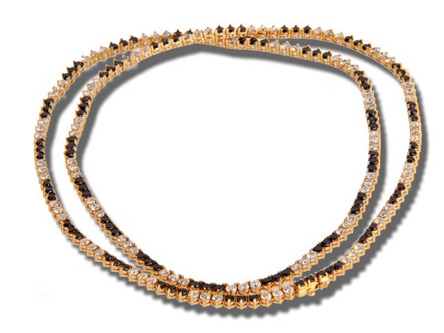 18K Rose Gold Black and White Diamond Necklace