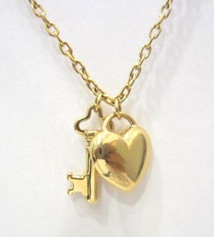 Tiffany & Co. 18K Yellow Gold Charm Necklace with Key