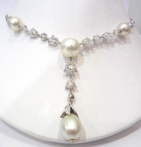 South Sea Pearl and Diamond Necklace in 18K White Gold
