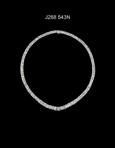 Platinum and 18K White Gold Emerald Cut Diamond Neckla