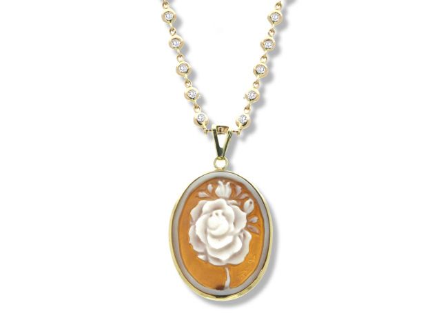 18K R/G SM. ROSE CAMEO PENDANT