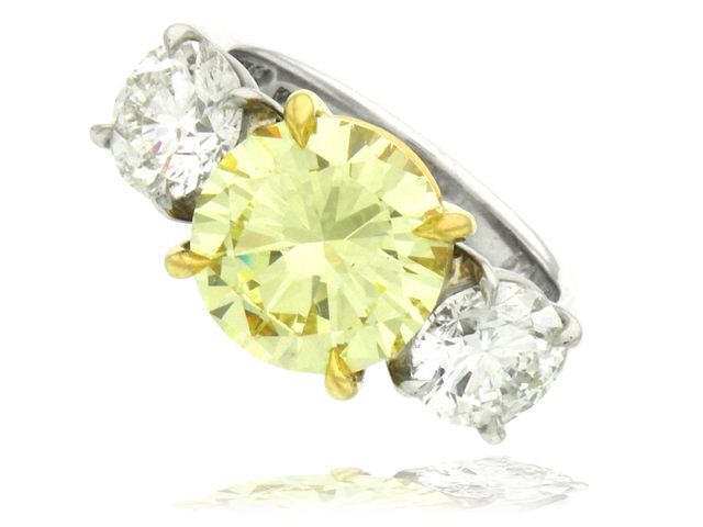 Platinum & 18K Fancy Yellow Diamond ring