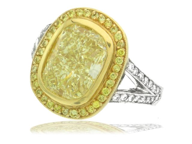 Platinum & 18K Fancy Yellow Diamond Ring