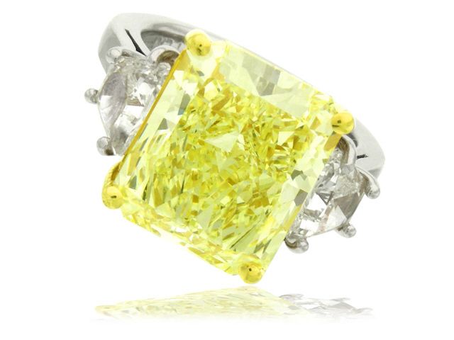 Platinum & 18K Fancy Yellow Diamond Ring