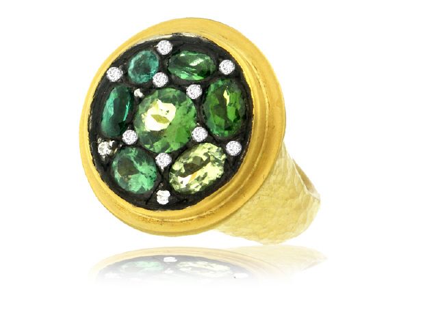 Green Tourmaline and Diamond Ring