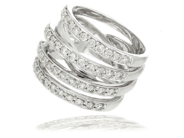 18K W/G DIAMOND WIDE BAND RING DIAS=1.13CTS