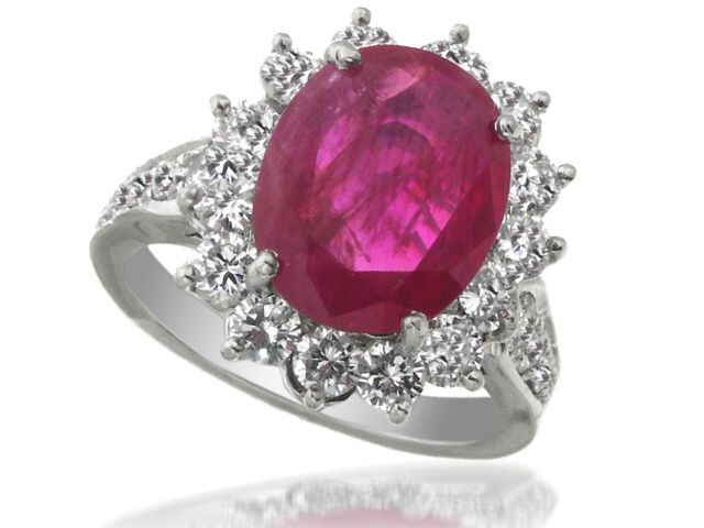 Platinum Ruby and Diamond Ring