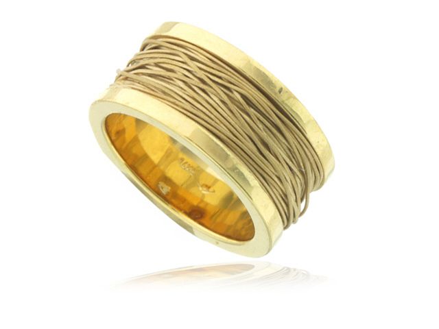 14K Y/G TEXTURED WIRE RING