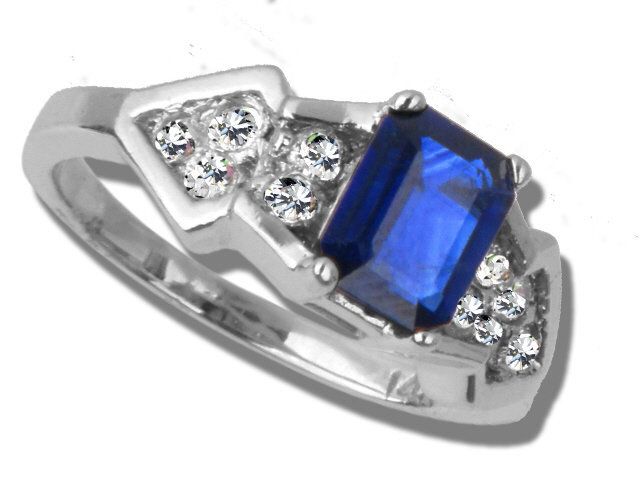14K White Gold Sapphire and Diamond Ring